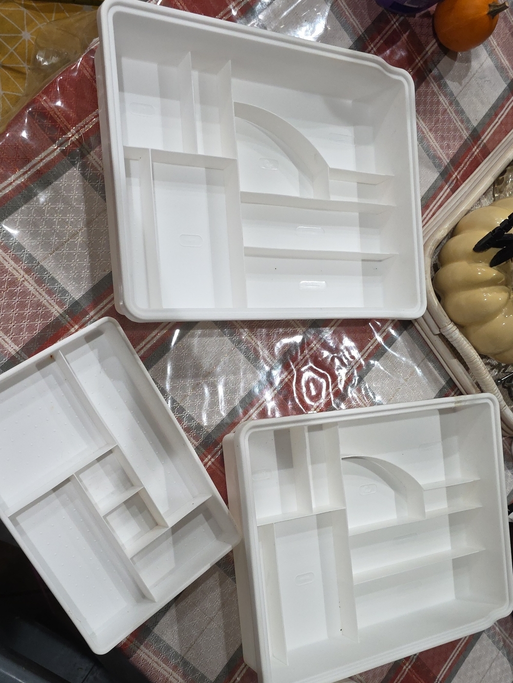 White Plastic Drawer Utensil Organizer Tray - Multi-Compartment
